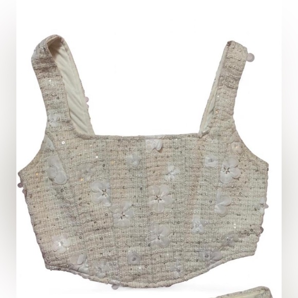 Altar'd State Regina 3D Floral Tweed Two-Piece Set size small - Picture 3 of 5